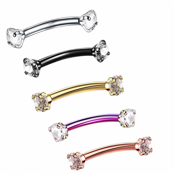 Double Crystal Arc Earring