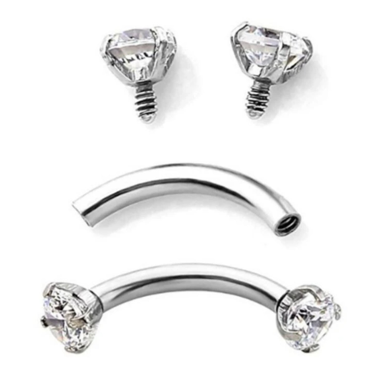 Double Crystal Arc Earring