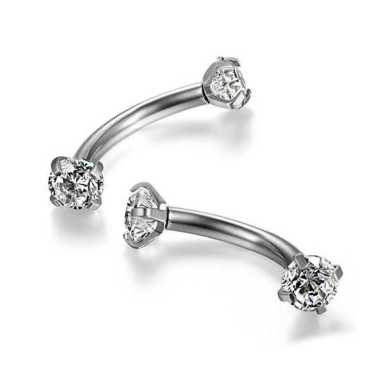 Double Crystal Arc Earring