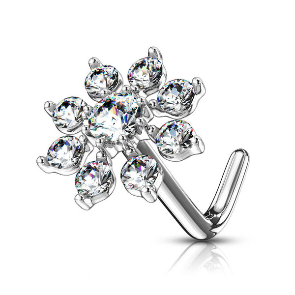 Floral L-Shape Nose Stud