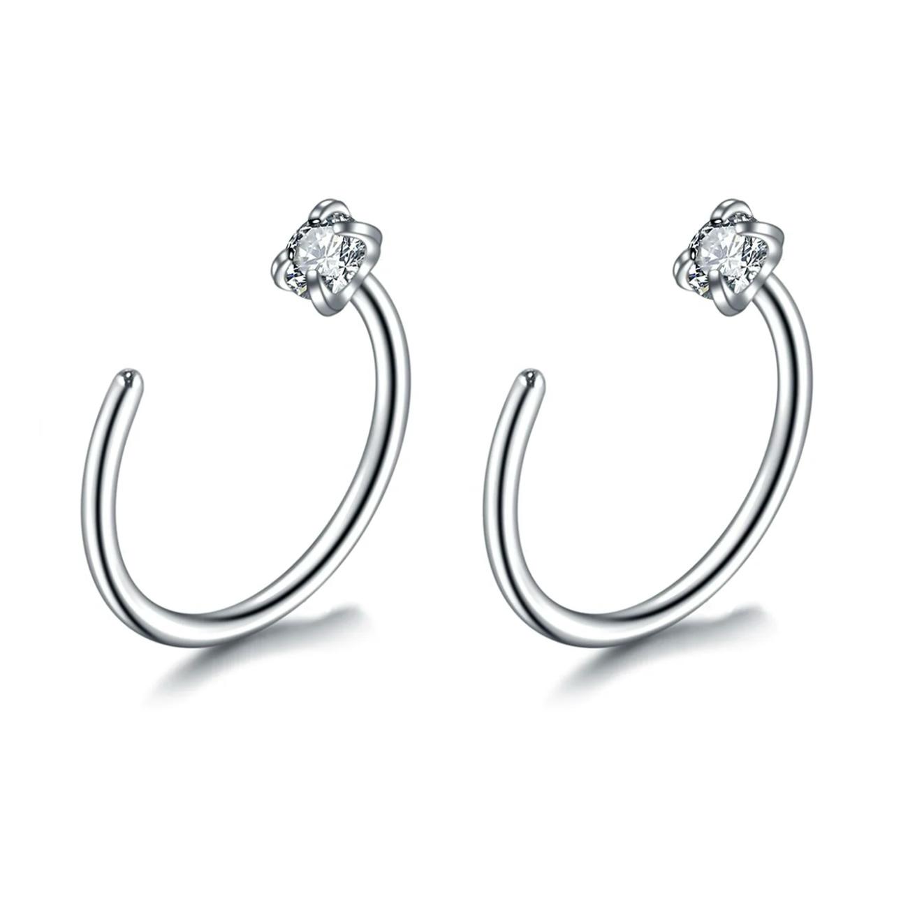 One Crystal Hoop Earring