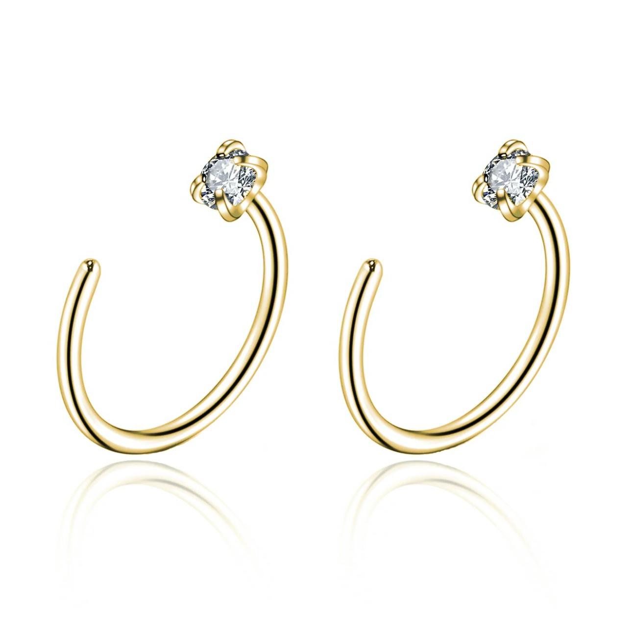 One Crystal Hoop Earring